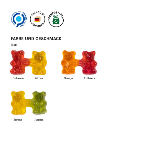 Trolli Team Gummibärchen Premium, Folie kompostierbarer weiß