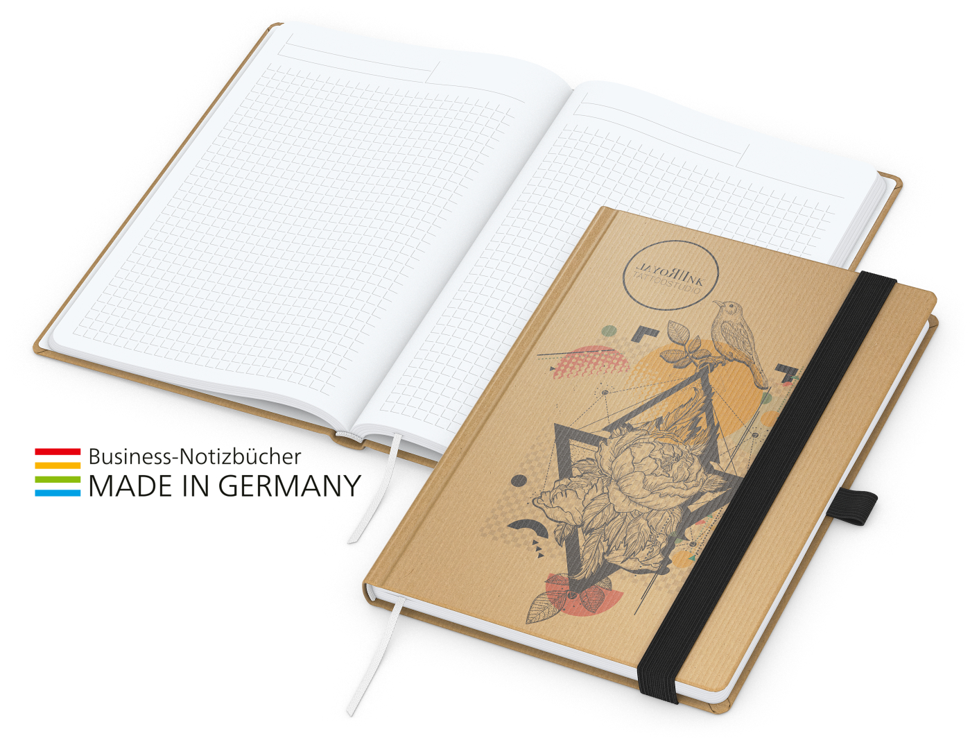 Notizbuch Match-Book White Bestseller A5 Natura braun-individuell, schwarz