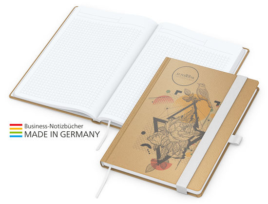 Notizbuch Match-Book White Bestseller A5 Natura braun-individuell, weiß