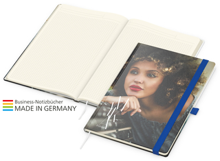 Notizbuch Match-Book Creme Bestseller A4 Cover-Star matt-individuell, mittelblau