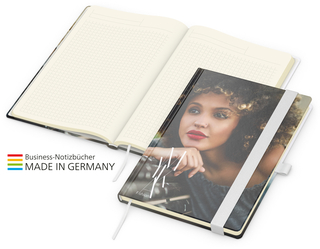 Notizbuch Match-Book Creme Bestseller A5 Cover-Star matt-individuell, weiß