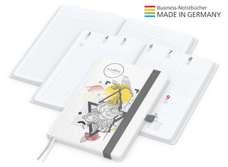 Buchkalender Match-Hybrid White Bestseller A5, Natura individuell, silbergrau