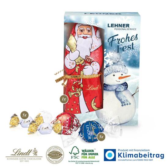 Premium-Präsent mit Lindt Weihnachtsmann „Maxi“